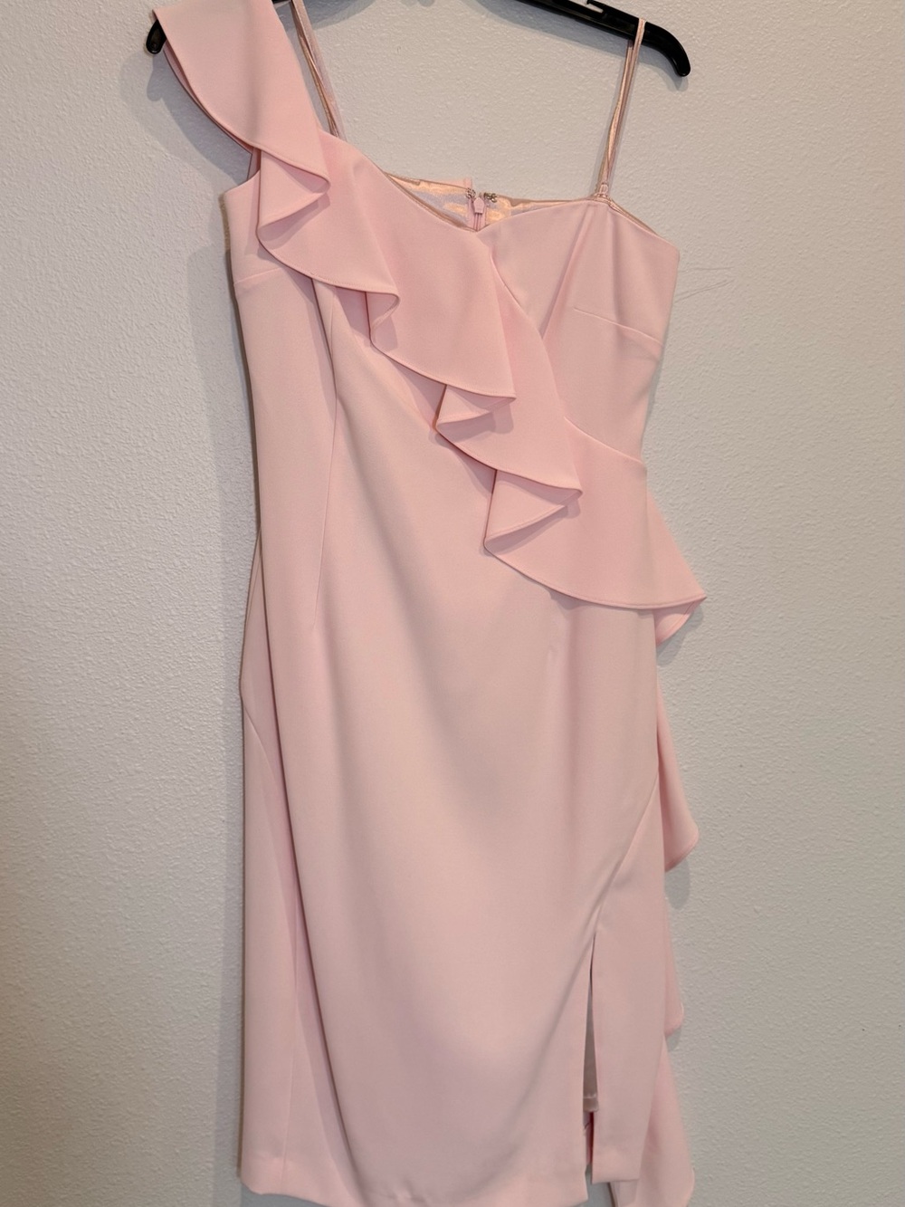 Gianni Bini Blush One-Shoulder Ruffle Dress